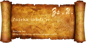 Zsirka Urbán névjegykártya