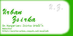urban zsirka business card